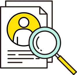 イラスト：虫眼鏡と資料のイラストです