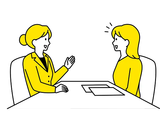 イラスト：２人が向かい合って話しているイラストです。